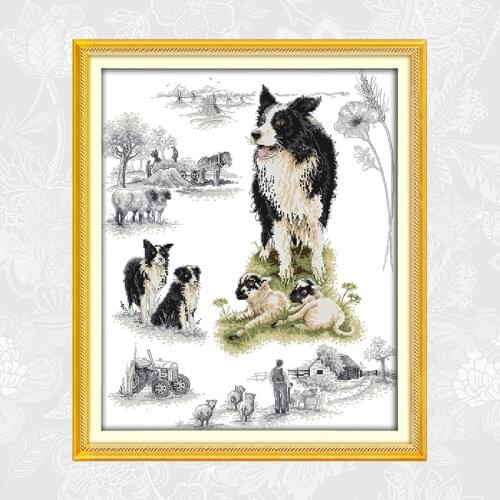 Joy sunday Shepherd Guardian Printed on Fabric Cross Stitch kits Beginner Embroidery Handmade Needlework Accessory Sets