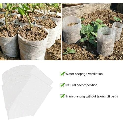 100pcs 3 Size Non-Woven Nursery Bags, Biodegradable Plant Grow Pouch for Seedling Pots Garden Supply dropshipping