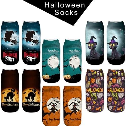 Halloween Socks 2018 New Women Happy 3D Printed Funny Pumpkin lantern Witch Castle Cat Pattern Sox Cosplay Party Lovers gift