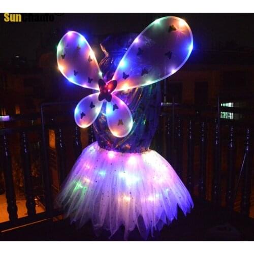 New Lantern Glowing Butterfly Wings Cartoon Children Angel Elf Mesh Skirt Party & Holiday DIY Decorations Festival Supplies