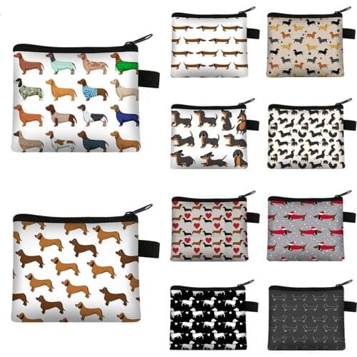 New Cute Dog Print Coin Purses Mini Coin Wallet Bag Card Holder ID Credit Holder Pocket Women Girls Coin Purse Daily Accessories