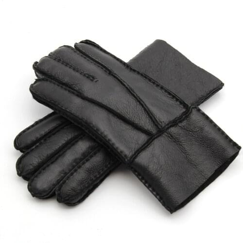 New Men Winter Gloves Warm Genuine Sheep Fur Gloves for Men Thermal Goat Fur Cashmere Real Leather Leather Snow Gloves Manual