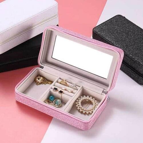 Portable Women PU Leather Jewellery Gift Box Organizer Packaging Storage Display Earrings Rings Necklaces Boxes Case Makeup Bag