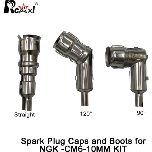 Rcexl Spark Plug Caps Straight/ 90/ 120 Degree and Boots for NGK -CM6-10MM 9/16" (14mm) Hex Ignition