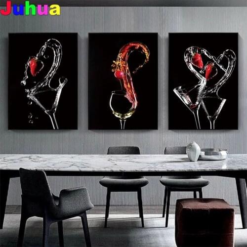 Romantic Wine Glasses Strawberry diy Diamond Painting Full Square Round Drill Wall Picture diamond emboridery home decor