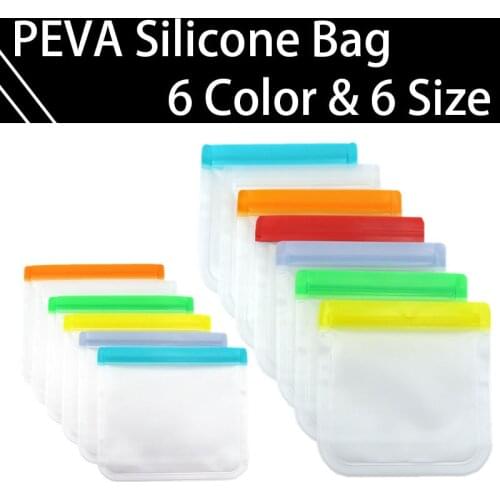 Silicone Bag PEVA Silicone Food Storage Bag Containers Leakproof Reusable Shut Bag Eco-friendly Fresh Food Bag