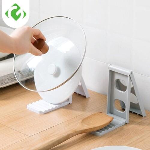 Foldable Kitchen Desktop Pot Lid Holder Multi-function Cutting Board Spoon Pan Cover Drain Drying Rack Cooker Stand GUANYAO