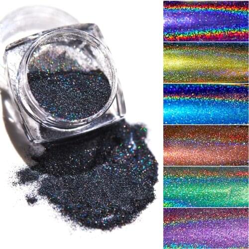 MEET ACROSS Holographic Nail Glitter Powder Laser Effect Chrome Nail Powder DIY Shimmer Gel Polish Flakes for Manicure Pigment