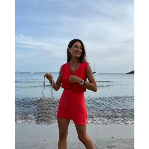 XIKOM 2021 Satin Summer Women Red Sexy Sleeveless Draped Slim Shirt Female V Neck Vintage Shirt Casual Fashion Top