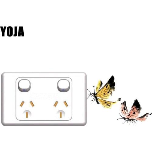 YOJA Yellow Pink Butterfly Home Decor Accessories PVC Wall Sticker Switch Decal 8SS0389