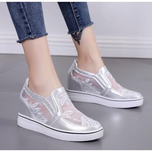 Women Lace Shoes Casual Fashion Summer Women Flat Platform Shoes Breathable Slip On Platform Walking Shoes For Womens