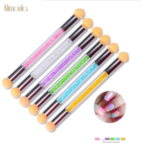 1pc Double Head Washable Nail Art Sponge Gradient Brush Nail Tools Gradient Pen Smudge Pen Rhinestone Sequins Pick Up Paint Pen