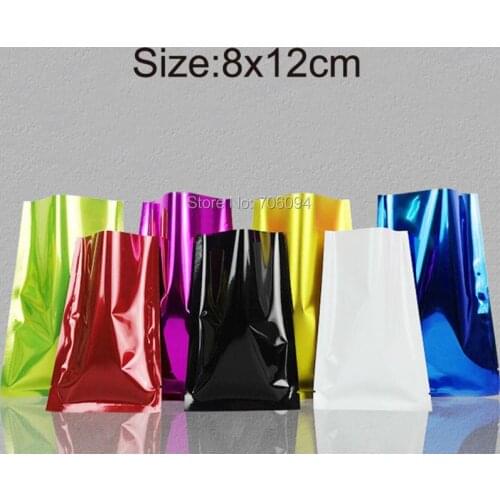 100PCS 8*12cm(3.15''*4.72'') Colourful Aluminum Foil Plastic Bag Heat seal Aluminum foil bag for tea coffee plastic gift Bag
