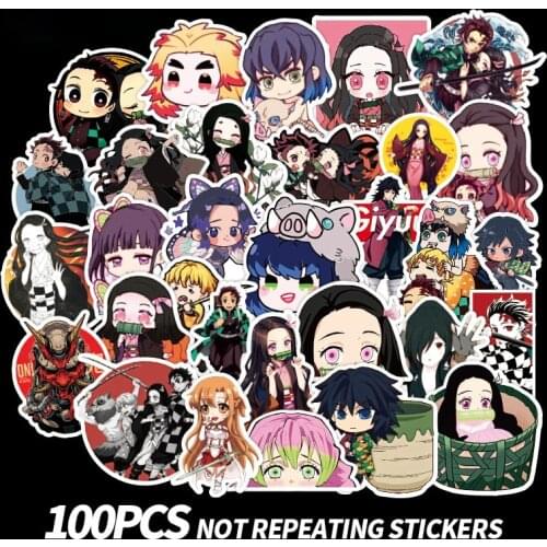 100pcs/set Cartoon Demon Slayer Graffiti Stickers for Suitcase Guitar Car Anime Waterproof Stickers