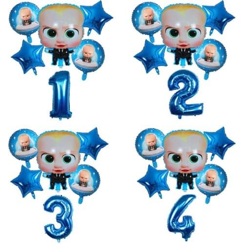 6pcs/set 30 inch Number Cartoon Boss Baby Foil Balloons Children Helium Balloons Birthday Party Decoration Supplies Air Globos