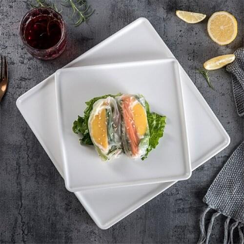 8/10 inch Simple White Square Ceramic Steak Plate Western Food Dessert Salad Flat Dinner Plates Pasta Spaghetti Hotel Tablewares