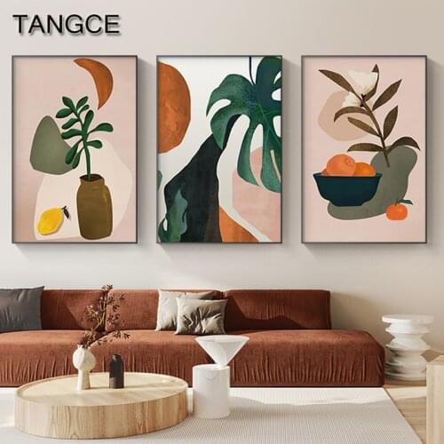 Abstract Vintage Big Leaf Plant Poster Print Colorful Canvas Painting Wall Art Wall Pictures for Living Room Nordic Home Decor