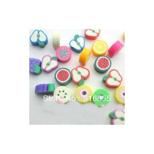 Free Shipping 300pcs/lot no holes mixed friut shape Fimo paragraph ,the Fimo Article has been cut,UV Acrylic Decoration