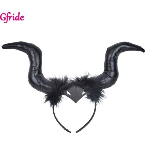 Black Witches Headband Halloween Horn Pan Crown Hairhoop Dressing Up Party Headpieces Fancy Dress Accessories