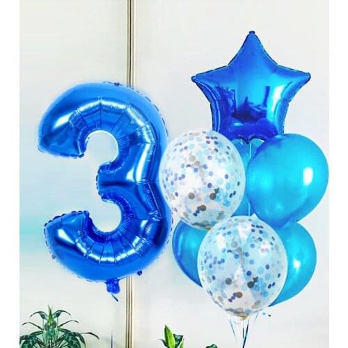 Baby pink number balloons happy birthday party decorations 1st boy girl shower Mario surprise star latex globos