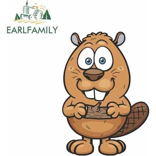 EARLFAMILY 13cm x 9.2cm for Cartoon Beaver Car Stickers Vinyl Graphics RV VAN Car JDM Accessories Waterproof Cartoon Logo
