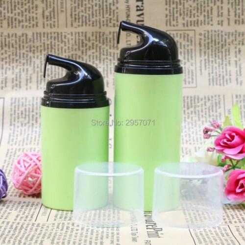 Hot PP Lotion Airless Pump Bottle Vacuum Flask Green Empty Cosmetic Packing Bottles for Creams Serums Liquid Makeup 10pcs/lot