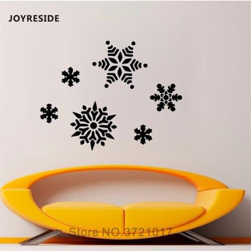 JOYRESIDE Snowflake Set Christmas Decorations Wall Winter Sticker Decals Vinyl Bedroom Living room Window Design Art Mural A1406
