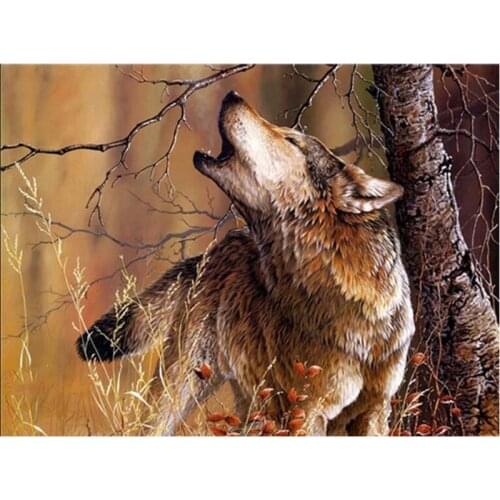 New Arrival Full Drill Square Diamond Painting 5D Wolf Diamond Embroidery Cross Stitch Autumn Mosaic Animal Decorations For Room