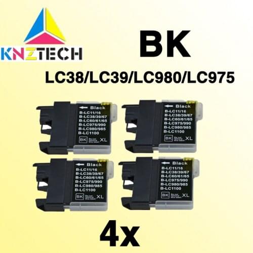 4pcs Black Ink Cartridges compatible for Brother LC38 LC67 LC61 LC980 LC1100 DCP-145C 185C 385C 535CN