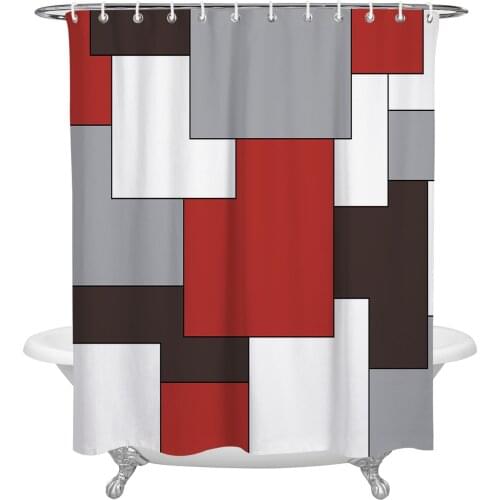 Mid Century Abstract Geometric Classic Shower Curtains Bathroom Curtain Waterproof Polyester Frabic Bathroom Curtain with Hooks