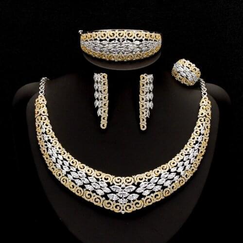 TIRIM Dubai Luxury Elegant Bridal Necklace Set for Women Marquise Cut Cubic Zirconia Wedding Jewelry Sets Brides Accessories