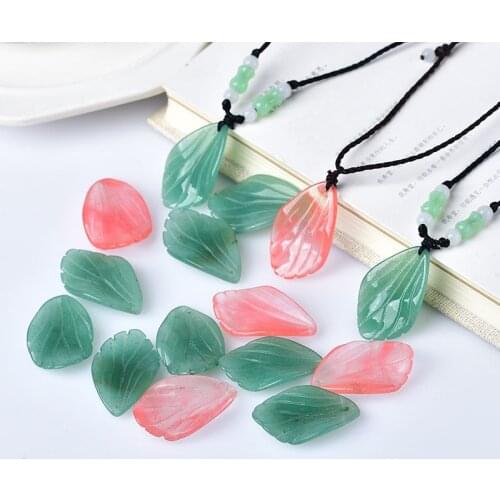 Beautiful Natural Crystal Gem Leaf Shape Goldfish Tail Healing Reiki Meditation Pendant Necklace DIY Crafts Gift Fashion Decor