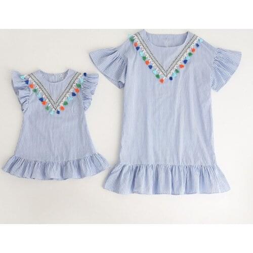 Summer Kids Dresses For Girls Beach Girls tassel stripe Dress Teenager Cotton Princess Vestido Kids Clothing girl Clothes