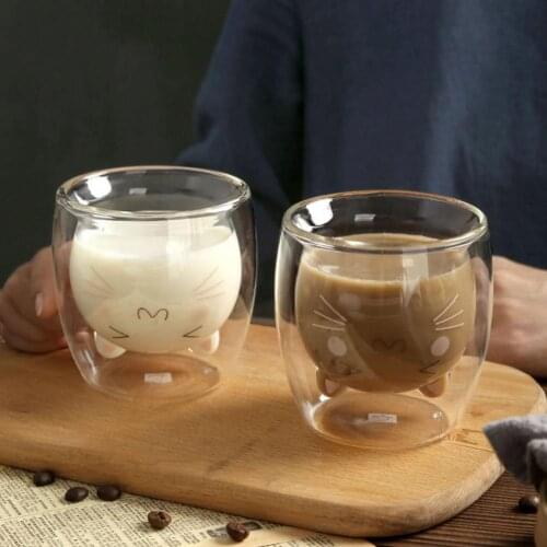 200ML Lovely Milk Mug Creative Heat Insulation Double-layer Cute Mugs Bear Tea Coffee Espresso Cup for Daily Life