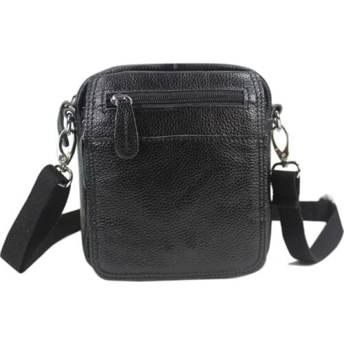 Fashion 2020 Cowhide Genuine Leather men messenger bags Small shoulder bag leather bag for men Bag Casual cross body Black M151