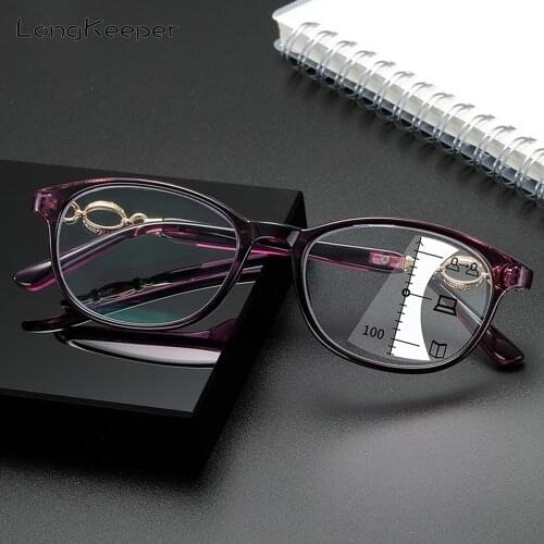LongKeeper Progressive Multifocal Reading Glasses Women Men Clear Lens Presbyopic Eyeglasses Near Far Sight Diopter +1.0 1.5 2.0