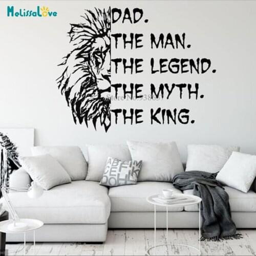 Lion Quote Vinyl Wall Sticker Dad Gifts The Man The Legend The Myth The King Bedroom Living Room Decor Wallpaper Removable BB994
