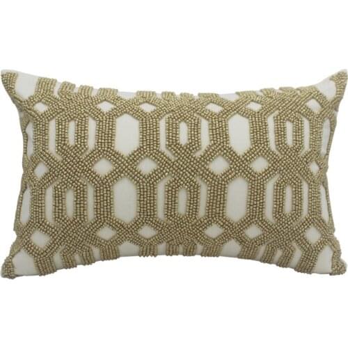 Handmade Beaded Cushion Cover Luxury European Living Room Pillowcase Home Decor Waist Pillow Cover 30x50cm