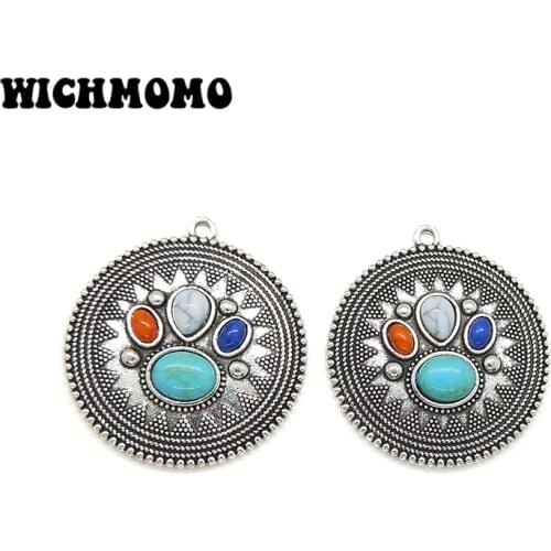 2019 New 2pieces/bag 43*39MM Zinc Alloy Inlaid Acrylic Beads Claws Charms Pendant for DIY Jewelry Necklace Accessories Gifts