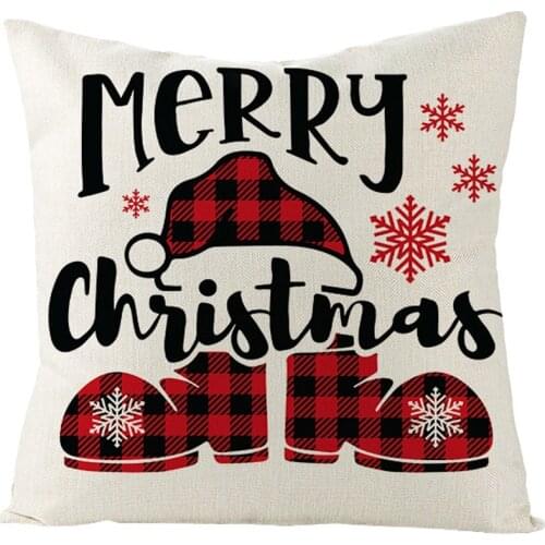 Happy New Year Refreshing Throw Pillows Covers Christmas Square Cushion Cover Santa Claus Decorative Pillow Case For Sofa Home