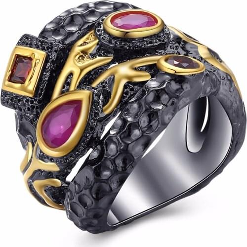 New Two Tone Ring Made with Cubic Zirconia Lead Free Punk rings for women Free Allergy crystal ring