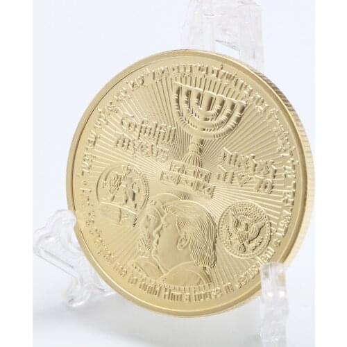 Donald Trump Gold Plated Coin King Cyrus Jewish Temple Jerusalem Israel Souvenir Coins Drop Shipping