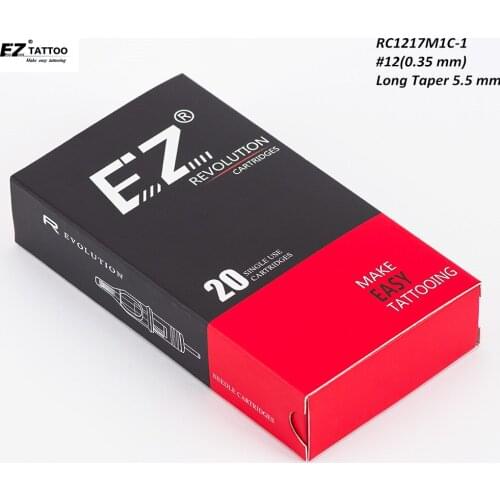 RC1217M1C-1 EZ Revolution Cartridge Tattoo Needles Curved Magnum #12 Long Taper 5.5 mm for Cartridge Machines 20 pcs/Box