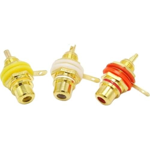 High quality gold plated 3 colors RCA socket 6pcs/lot
