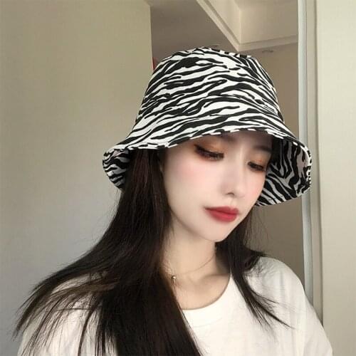 Zebra Pattern Retro Fisherman Hat Summer Sunscreen Western Fashion Hats Female Japanese and Korean Style Bucket Sunshade Caps