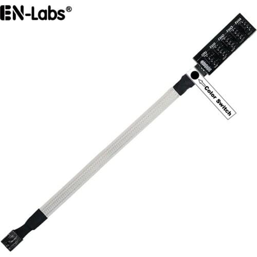 Sleeved PWM Fan Hub Splitter w/ LED RGB Lights Switch,Motherboard CPU Fan 4 Pin to 4 5 Way Adapter Cable for 4-Pin & 3-pin Fan
