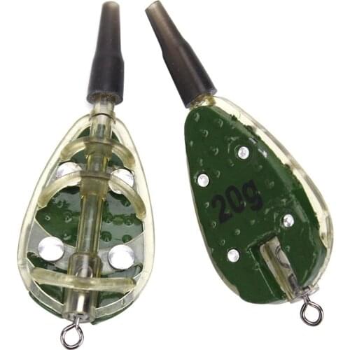 2pcs fishing dens soluble fish trap with environmental protection lead pendant Carp fishing inline method feeder 10g/15g/20g/30g