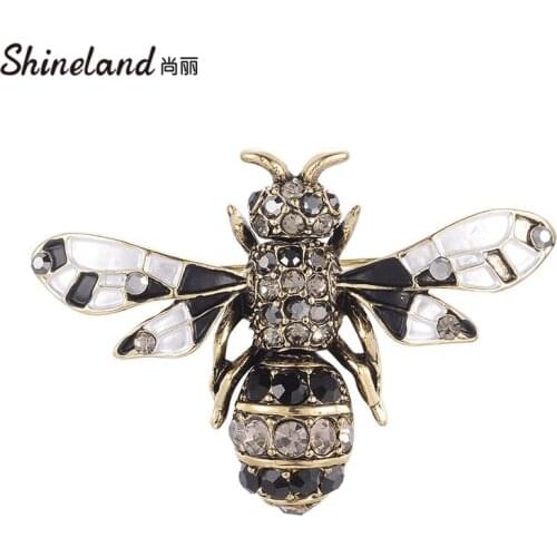 Shineland Fashion Cute Bee Fly Insect Brooch Women Kids Girls Clothes Accessories Gold-color Animal Brooch Jewelry Party Gifts