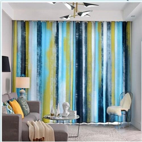 Stereoscopic curtains New simple modern personality creative oil painting lines living room bedroom blackout curtains