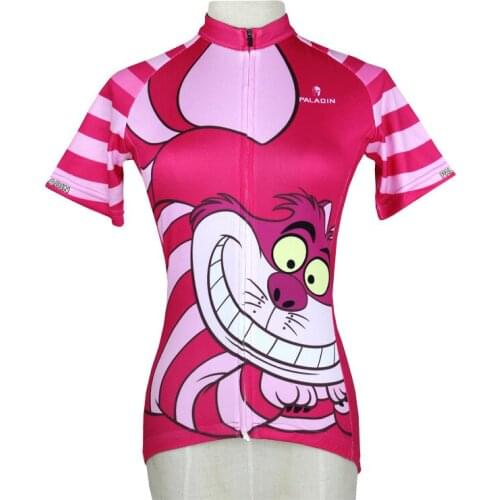 Mouth Cat Design Short Sleeved Cycling Jersey Womens Spring and Summer Sports Jerseys Pink Road mountain bike jerseys